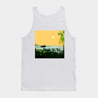 Impressionistand landscape of a tropical lake at sunset Tank Top